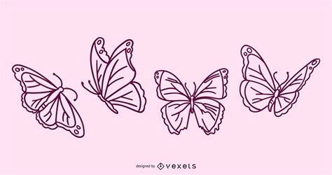 Butterfly Doodle Collection Vector Download