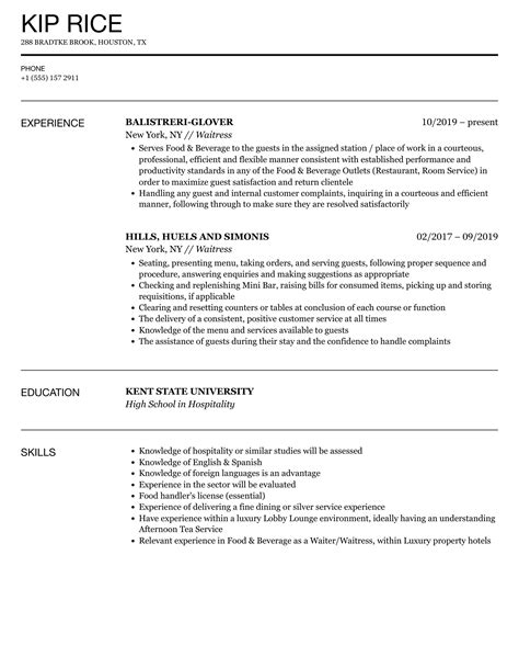 Waitress Sample Resume Photos Cantik