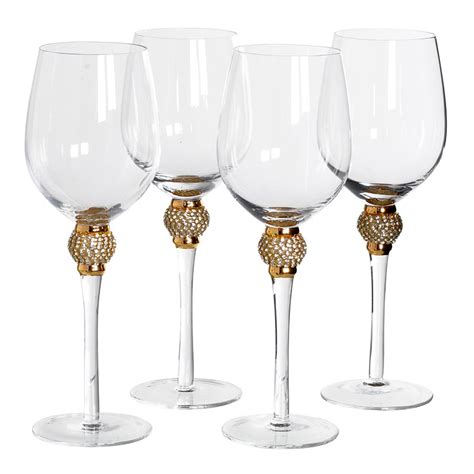 Gold Diamante Bubble White Wine Glasses Glasses Avoir Interiors