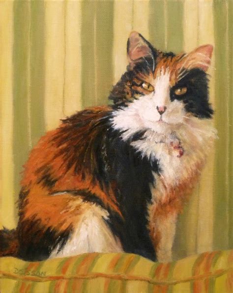 Daily Painting Projects Calico Softness Oil Painting Cat Art Pet