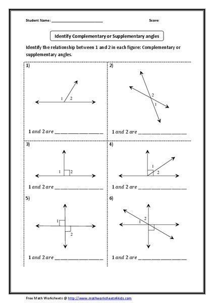Relationship Of Angles Worksheet For 4th 7th Grade Lesson Planet