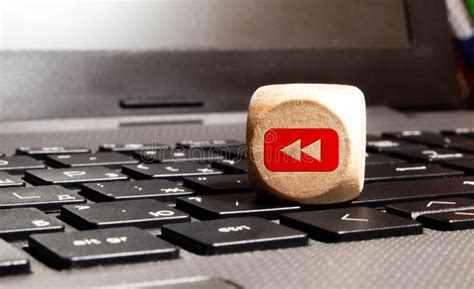 Rewind Button On Wooden Cube On Keyboard Stock Photo Image Of Icon