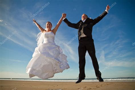 Wedding Happy Jump — Stock Photo © Patrykkosmider 5588465