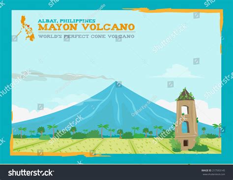 Vektor Stok Philippines Perfect Conedshape Mayon Volcano Casagwa Tanpa