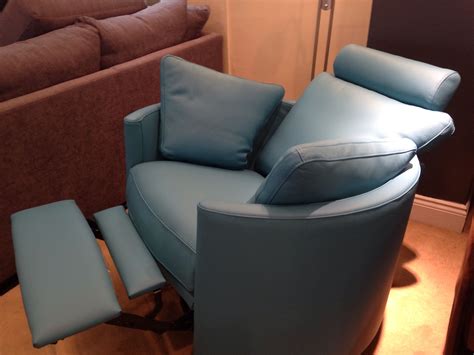 10 best swivel recliner chairs; Turquoise blue leather covered electric contemporary ...