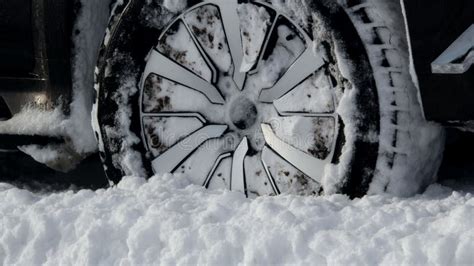 Winter All Terrain Tire Tread Packed With Snow Stock Photo Stock Image