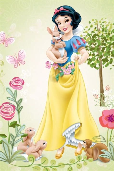Snow White And Her Bunny Rabbit With Her Animal Friends