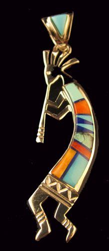 Calvin Begay Native American Indian Jewelry Kokopelli Pendant Inlay