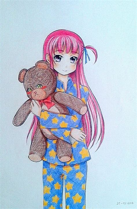 Anime Girl With Teddy Bear By Jwu02 On Deviantart