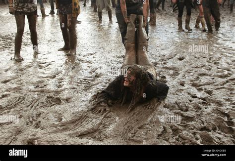 Festival Goer Katherine Vincent Dragged Around In Mud Reading Festival
