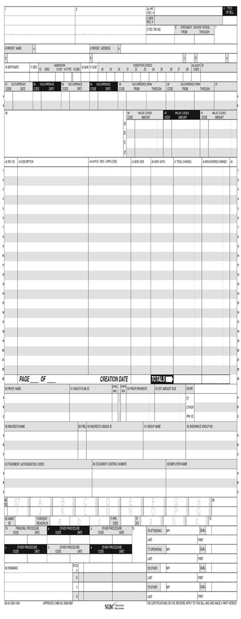 Fill Free Fillable Hospital Outpatient Sample Ub 04 Claim Form