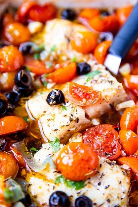 Mediterranean Baked Cod Recipe Fish Recipes Healthy Fish Dinner