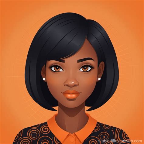 Black Female Avatar On Orange Patterned Background Stable Diffusion