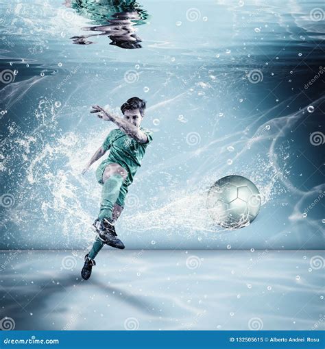 Playing Soccer Underwater Stock Image Image Of Kick 132505615
