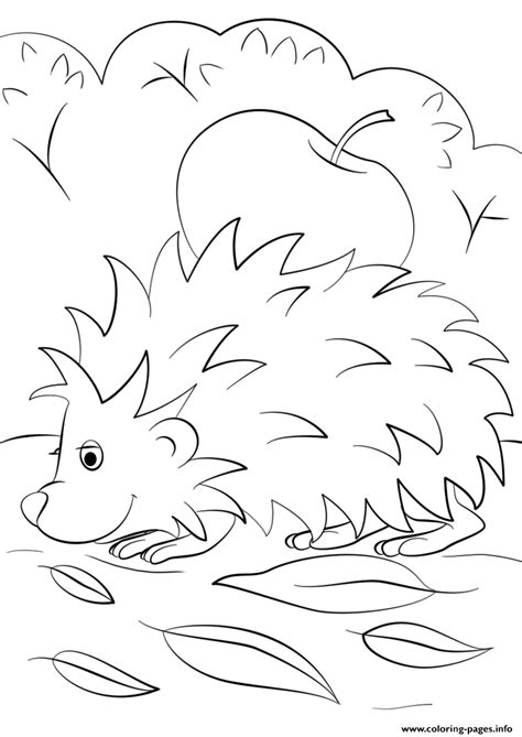 Free printable apple coloring pages for kids. Hedgehog With Apple Fall Coloring Pages Printable