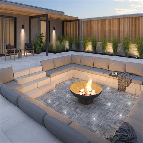 Modern Fire Pit Design Backyard Landscaping In 2021 Paver Patterns