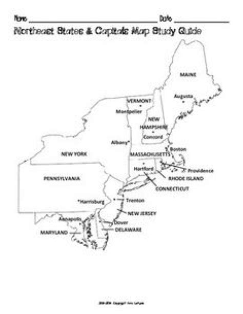 Blank Northeast States And Capitals Map Printable Map Of The United