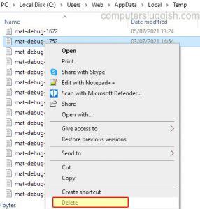 Manually Delete User Temp Folder Files In Windows 10 - ComputerSluggish