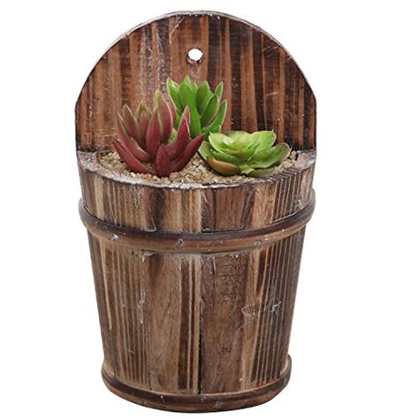 Country Rustic Small Wall Mounted Wooden Barrel Flower