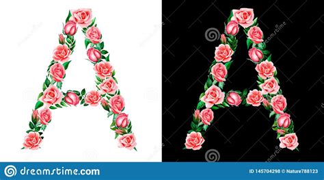 Watercolor Floral Alphabet of Roses, Monogram, Capital Letter a ...