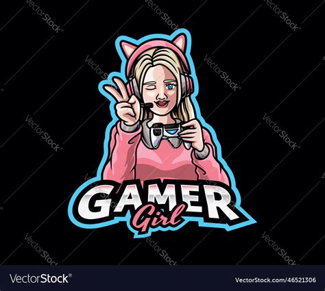 Gamer Girl Mascot Logo Design Royalty Free Vector Image