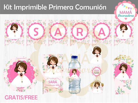 Mamá Decoradora Kit Imprimible Primera Comunión Niña Gratis