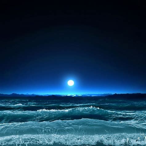 Moon Light Sea Night Waves Art Ipad Air Wallpaper Ocean At Night