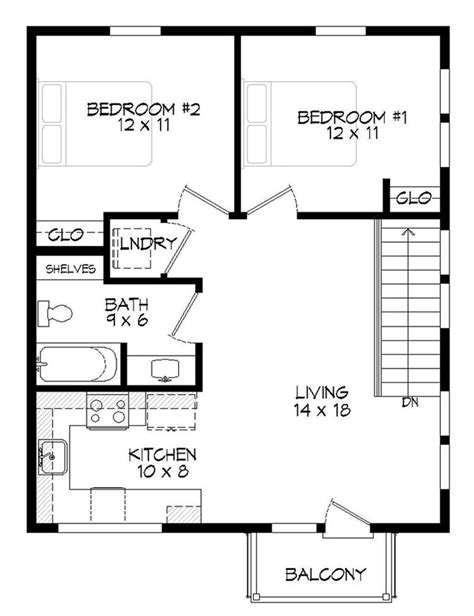 House Plan 940 00043 Modern Plan 820 Square Feet 2 Bedrooms 1