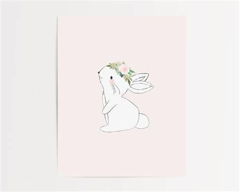 Pink Bunny Wall Art Print For Baby Girl Nursery Or Pink Etsy