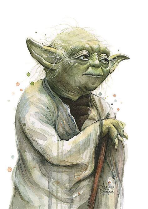 Yoda Watercolor Portrait Art Print Giclee Star Wars Art Star Wars Sci