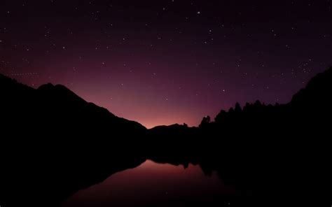 Download Wallpaper 1440x900 Mountains Lake Starry Sky Night Dark