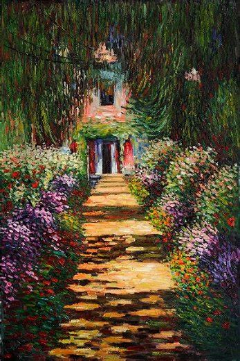 Although monet painted over 2000 stunning paintings, there are a few that are considered his most famous & celebrated paintings. garden path at giverny iv painting & claude monet garden ...