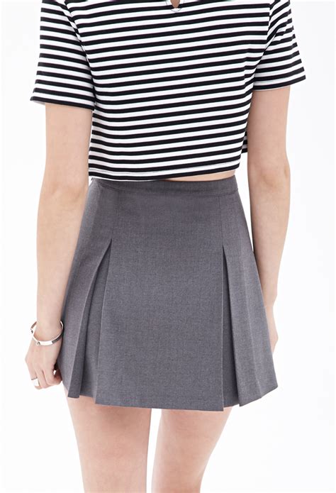 Forever 21 Pleated Mini Skirt In Gray Lyst
