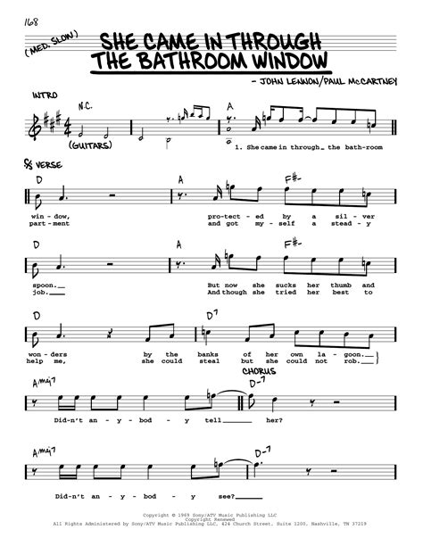 She Came In Through The Bathroom Window Jazz Version Sheet Music The Beatles Real Book