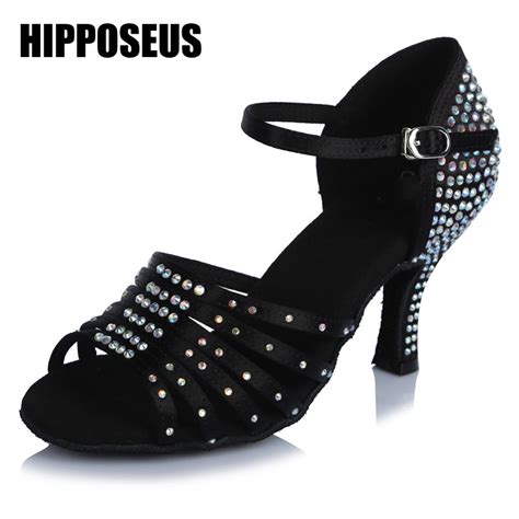 Best Satin Ballroom Professional Latin Dance Shoes With Rhinestone For Womengirlsladies Tango