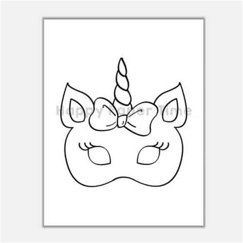 Unicorn Masks Printable For Coloring Paper Craft By Happy Paper Time