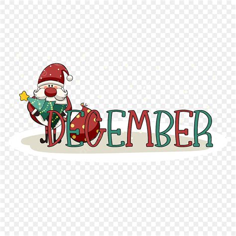 December Tree Clipart Transparent Background Santa Holding Christmas