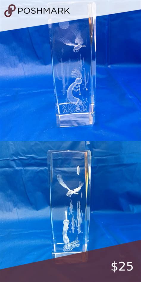 Kokopelli In The Desert With Sun 3d Etched Carved Glass Decor Crystal Art Carving