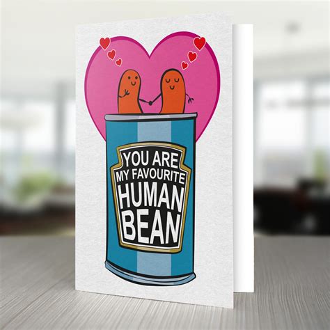 You Are My Favourite Human Bean Valentines Card For Etsy Uk