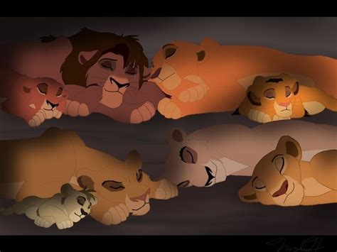 Sleeping Lions Kovu And Koda Kiara And Leah Vitani And Asha Nala Dotty Lion King Art Lion