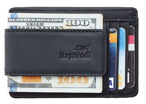 Review Napawalli Magnetic Leather Money Clip Wallet Travel Wallet