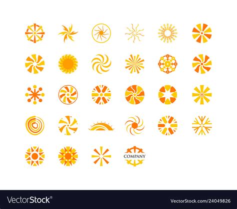 Set Of Abstract Creative Sun Logo Design Vector Image