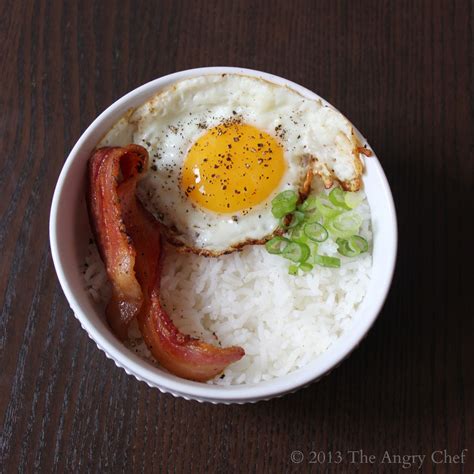 The Angry Chef Sunday Breakfast Bacon Eggs And Rice