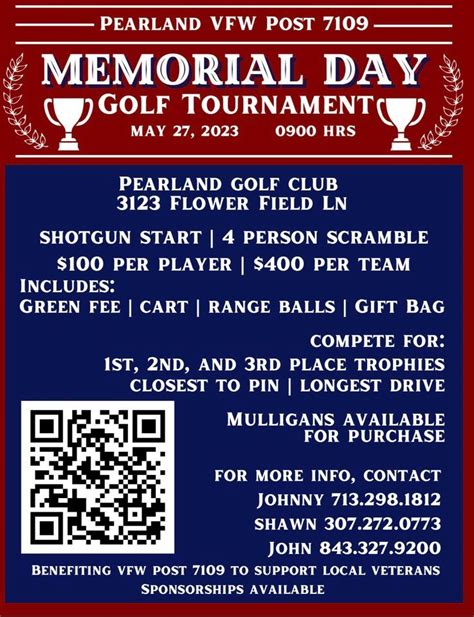 Vfw Post 7109 Memorial Day Golf Tournament Pearland Golf Club 27 May 2023