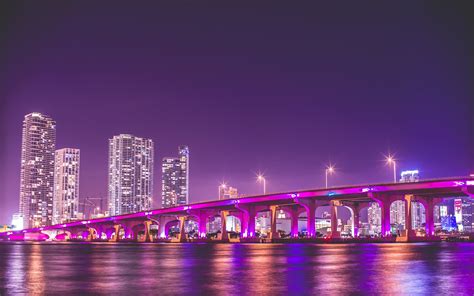 Bridge In Miami At Night