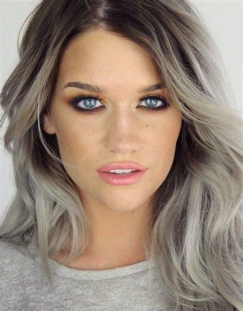 Picture Of Grey Hair With Dark Roots Look Contrasting