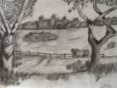 Landscape Drawn In Charcoal Rebel Art Drawings Charcoal Daughter