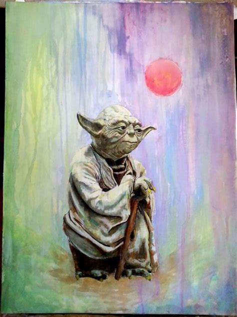 Yoda Watercolor And Acrylics Star Wars Star Wars Painting Art