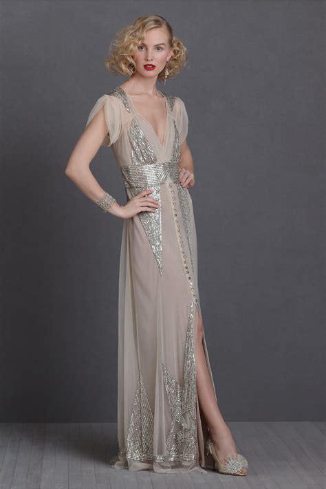 From a black tie new years party dress to a casual night out with. silver gold sequin adorned wedding dress BHLDN bridal gown ...