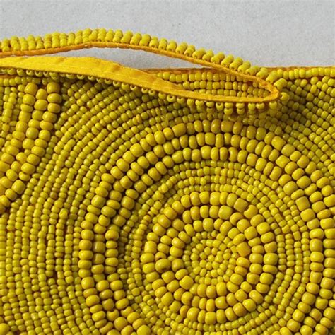 Yellow Beaded Clutch By Fortenai Needlework Embroidery Beaded